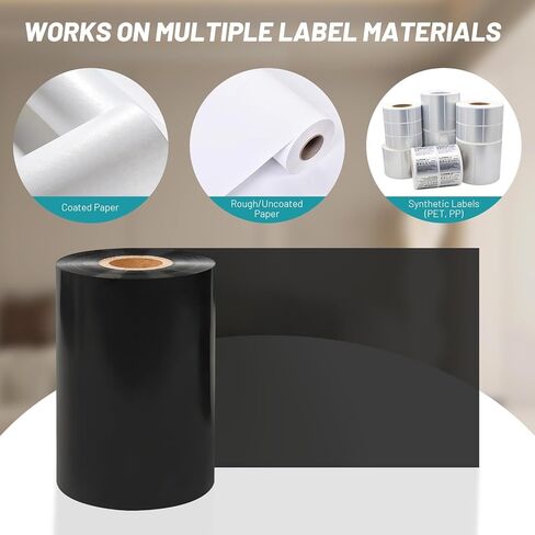 10 لفات من شريط الشمع المعزز بالراتنج مقاس 4.33 بوصة × 1476 بوصة - شريط نقل حراري أساسي 1 بوصة لملصقات الباركود، حبر CSO خارجي، متوافق مع Zebra وSato وDatamax وTSC وGoDex وCitizen in Kuwait