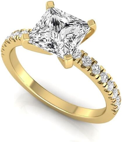 خاتم 2.40 قيراط من الألماس المعتمد من IGI Princess Lab Grown Diamond (2 قيراط، E، VS1) خاتم الذكرى السنوية للخطوبة والزفاف من الذهب عيار 14 قيراط للنساء in Kuwait
