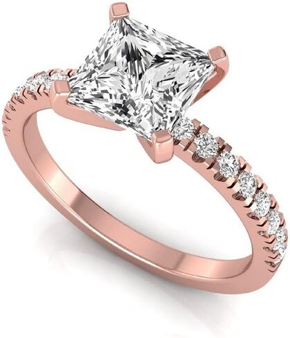 خاتم 2.40 قيراط من الألماس المعتمد من IGI Princess Lab Grown Diamond (2 قيراط، E، VS1) خاتم الذكرى السنوية للخطوبة والزفاف من الذهب عيار 14 قيراط للنساء in Kuwait