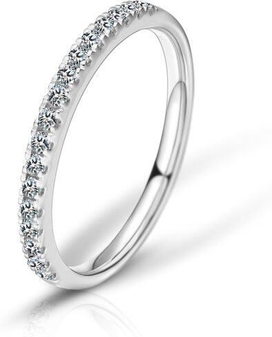 Moissanite Eternity Wedding Band Ring D Color S925 Sterling Silver Plated With 18K White Gold Rings for Women Engagement Rings in Saudi Arabia