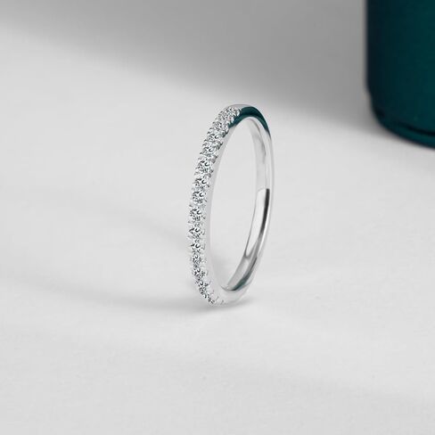 Moissanite Eternity Wedding Band Ring D Color S925 Sterling Silver Plated With 18K White Gold Rings for Women Engagement Rings in Saudi Arabia