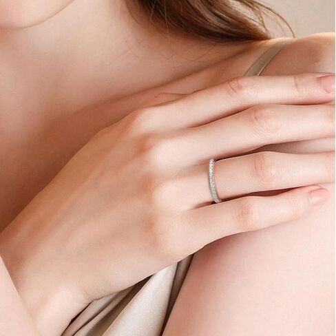 Moissanite Eternity Wedding Band Ring D Color S925 Sterling Silver Plated With 18K White Gold Rings for Women Engagement Rings in Saudi Arabia