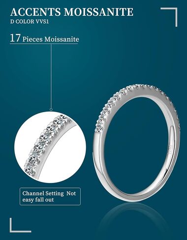 Moissanite Eternity Wedding Band Ring D Color S925 Sterling Silver Plated With 18K White Gold Rings for Women Engagement Rings in Saudi Arabia