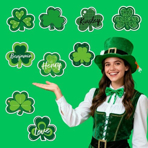 90Pcs St. Patrick’s Day Shamrock Cutouts Gradient Green Lucky Clover Cut-Outs Irish Cardboard Paper Cutting with 100Pcs Glue Points for DIY Crafts Classroom Bulletin Board Decor in Saudi Arabia