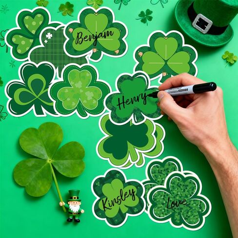 90Pcs St. Patrick’s Day Shamrock Cutouts Gradient Green Lucky Clover Cut-Outs Irish Cardboard Paper Cutting with 100Pcs Glue Points for DIY Crafts Classroom Bulletin Board Decor in Saudi Arabia
