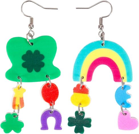 JarThenaAMCS St. Patrick's Day Acrylic Earrings Dangle Earrings Lucky Charm Decorative Drop Earring for Women Jewelry Irish Holiday Party Accessories in Saudi Arabia