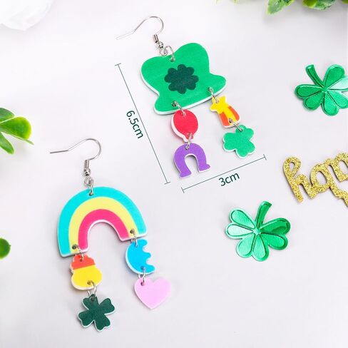 JarThenaAMCS St. Patrick's Day Acrylic Earrings Dangle Earrings Lucky Charm Decorative Drop Earring for Women Jewelry Irish Holiday Party Accessories in Saudi Arabia