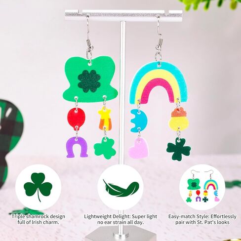 JarThenaAMCS St. Patrick's Day Acrylic Earrings Dangle Earrings Lucky Charm Decorative Drop Earring for Women Jewelry Irish Holiday Party Accessories in Saudi Arabia