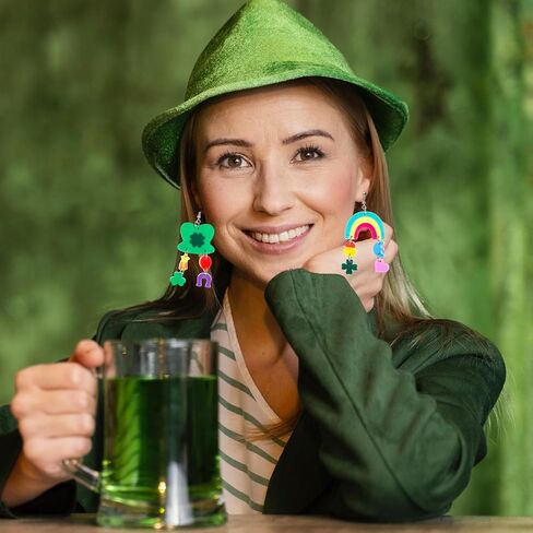 JarThenaAMCS St. Patrick's Day Acrylic Earrings Dangle Earrings Lucky Charm Decorative Drop Earring for Women Jewelry Irish Holiday Party Accessories in Saudi Arabia