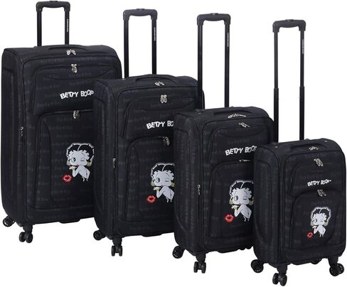 مجموعة أمتعة Karriage-Mate Betty Boop مكونة من 4 قطع، حقائب سفر دوارة خفيفة الوزن (20 بوصة/24 بوصة/28 بوصة/32 بوصة) مع عجلات دوارة وتصميم قابل للتوسيع، حقيبة سفر أنيقة بطبعة شفاه حمراء (7B) in Kuwait
