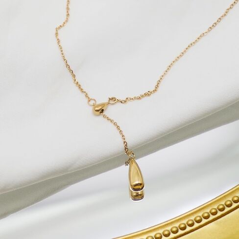 قلادة Lariat الذهبية للنساء، قلادة طويلة أنيقة مطلية بالذهب/الفضة على شكل حرف Y، قلادة عصرية على شكل قطرة هدايا مجوهرات ذهبية بسيطة للنساء in Kuwait