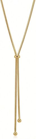 Long Necklaces For Women Adjustable Lariat Y-Shaped Necklace 18k Gold Plated Bolo Necklace Drop Dangle Prom Jewelry Gold Gifts in Saudi Arabia