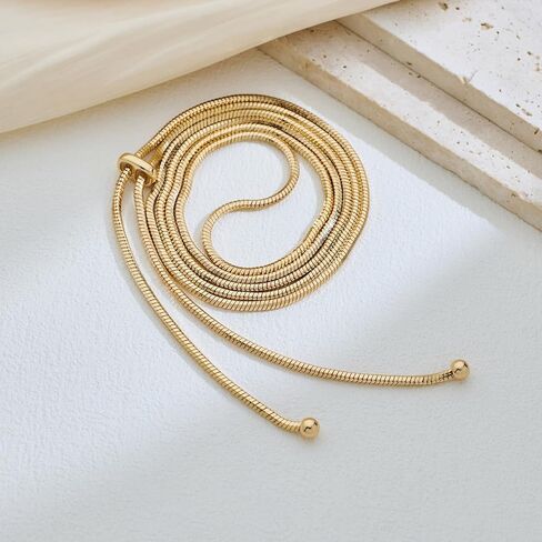 Long Necklaces For Women Adjustable Lariat Y-Shaped Necklace 18k Gold Plated Bolo Necklace Drop Dangle Prom Jewelry Gold Gifts in Saudi Arabia