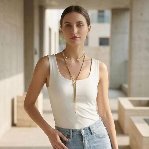 Long Necklaces For Women Adjustable Lariat Y-Shaped Necklace 18k Gold Plated Bolo Necklace Drop Dangle Prom Jewelry Gold Gifts in Saudi Arabia