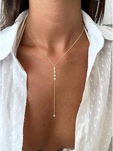 Lariat Necklace for Women Dainty Long Necklaces Y-Shaped Necklace Fashion Women Jewelry Gifts in Saudi Arabia