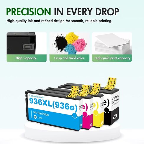 مجموعة خراطيش الحبر 936 936XL 9125e 9120e: بديلة لخراطيش الحبر HP 936e 936XL 936 لطابعات HP OfficeJet Pro 9730e 9130 9135e 9122e 9128e 9110b 9120 in Saudi Arabia
