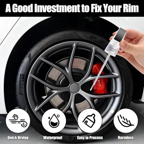 Rim Touch Up Paint for Tesla Model Y/S/X Crossflow/Induction/Arachnid/Slipstream 2-Tone Wheel, 2 in 1 Car Wheel Scratch Repair Kit, Quick & Easy Remover Curb Rash (Gunpowder(WPB-82422E) for Model 3 (2017-2023) 20" Überturbine Wheel/Model 3 (2017-2023) 20" in Saudi Arabia
