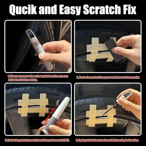 Rim Touch Up Paint for Tesla Model Y/S/X Crossflow/Induction/Arachnid/Slipstream 2-Tone Wheel, 2 in 1 Car Wheel Scratch Repair Kit, Quick & Easy Remover Curb Rash (Gunpowder(WPB-82422E) for Model 3 (2017-2023) 20" Überturbine Wheel/Model 3 (2017-2023) 20" in Saudi Arabia