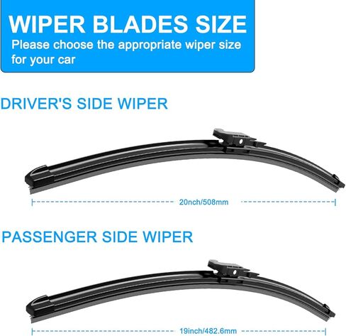 استبدال مساحات الزجاج الأمامي CJPPPZIW® لميني كوبر كونتريمان R60 2011-2016/Paceman R61 2013-2016، خالية من الخطوط، شفرات ممسحة ممتازة لجميع المواسم بجودة OEM - 20 بوصة + 19 بوصة (عبوة من 2) in Kuwait