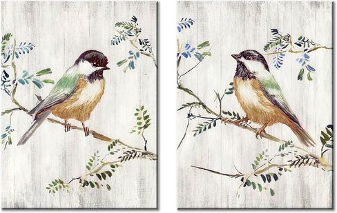 الطائر الطنان جدار الفن صور الربيع: الطيور اللوحة الصينية الطبيعة قماش عمل فني أنيق الطيور على فرع شجرة البتولا جدار ديكور لغرفة النوم 24 "x18" x2panes in Kuwait