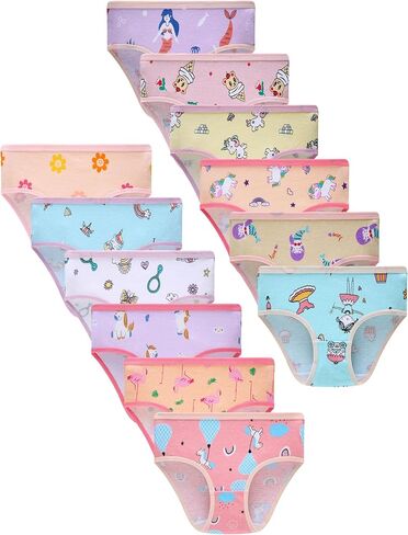 Girls Printed Underwear Kids Cotton Breathable Comfort Panty Briefs Toddler Undies(Pack of 12) Multipack in Kuwait