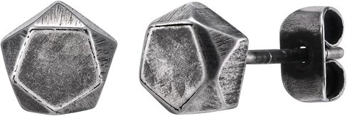 أقراط روكيو للرجال من الفولاذ المقاوم للصدأ، تصميم متعدد الأوجه، بسيط، أسود، فضي، معدن لا يسبب الحساسية، إكسسوار كاجوال، هدية عيد ميلاد in Kuwait