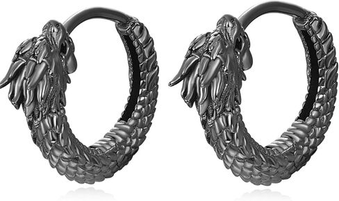 Dragon Earrings S925 Sterling Silver Hoop Earrings for Men Women Punk Rock Small Dragon Huggie Earrings Hypoallergenic in Saudi Arabia