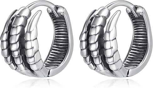 Dragon Earrings S925 Sterling Silver Hoop Earrings for Men Women Punk Rock Small Dragon Huggie Earrings Hypoallergenic in Saudi Arabia