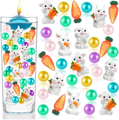 120 Pcs Easter Vase Filler, Multicolor Pearl Beads Candy Cane Floating Pearls for Vases Home Table Centerpiece Decor in Kuwait