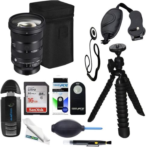عدسة سيجما الفنية 24-70 ملم f/2.8 DG DN II لهاتف Sony E مع مجموعة الملحقات المتقدمة Deal-Expo... in Saudi Arabia