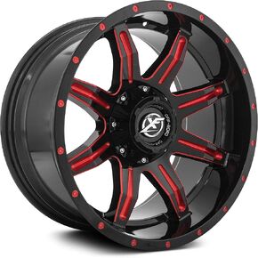 XF Offroad XF-215 Gloss Black & Red Wheels (20x10" 6x135 6x139.7 -24 108) in Saudi Arabia
