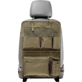 Backseat Car Organizer,Tactical Car Seat Back Organizer, Kick Mats Back Seat Protector with Three Zippered Storage pockets, Travel Accessories with 8 Storage Pockets And DIY zone (Black) in Saudi Arabia