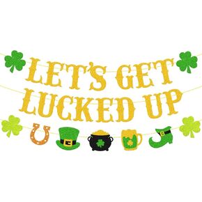 Let’s Get Lucked Up Banner St. Patrick’s Day Decorations - Pre-Strung & Adjustable Shamrocks Clover Irish Day Theme Garland for Saint Patrick’s Day Party Supplies in Kuwait