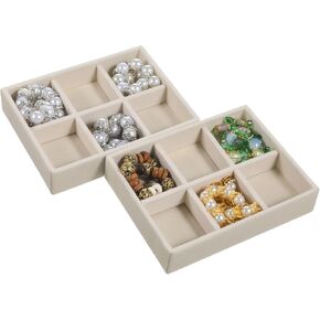 2 Pcs Stackable 6 Grids Drawer Jewelry Organizer, Premium Velvet Jewelry Box Inserts Felt Jewelrys Tray for Drawers Inserts Storage Tray Display Case Stud Earrings Bracelets Necklace Rings in Saudi Arabia