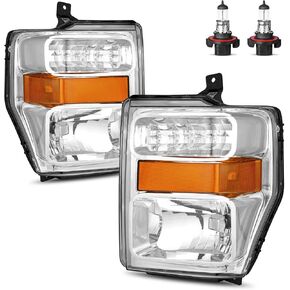 Halogen Headlights Assembly for 2008 2009 2010 Ford F250 F350 F450 F550 Super Duty Headlamp Replacement, High/Low Beam W/Bulbs, Driver&Passenger Side in Saudi Arabia