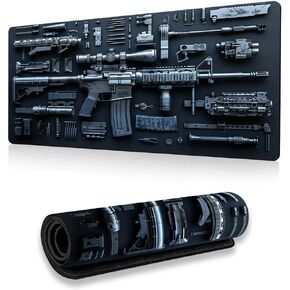 Large Gaming Mouse Pad – 31.5x11.8 Inch Non-Slip XL Black Gun Extended Desk Mat | Stitched Edges, Waterproof Surface, Fit Laptops/Keyboards, Anti-Fray for Home/Office/Gaming in Kuwait