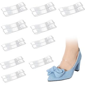 أشرطة أحذية شفافة بكعب عالٍ، أشرطة كعب مرنة غير مرئية من مادة TPU وحزام كاحل فضفاض مضاد للارتخاء، حزام رباط حذاء قابل للتعديل للنساء، 10 أزواج بمقاسات متعددة in Kuwait