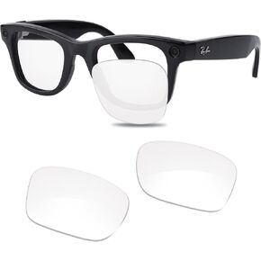 عدسات النظارات الشمسية البديلة بدقة 100% لبطانة السقف Ray-Ban Meta RW4009 50 مم والجيل 2 RW4013 50 مم - كريستال شفاف غير مستقطب، مانع للأشعة فوق البنفسجية، مقاوم للخدش، مناسب تمامًا in Saudi Arabia