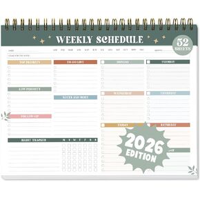 مفكرة قائمة المهام الأسبوعية غير مؤرخة (52 ورقة، 8.5 × 11 بوصة) - وسادة مكتب مخططة أسبوعية كبيرة للعمل والمدرسة والمنزل، منظم إنتاجية بسيط - قوس قزح بوهو in Kuwait