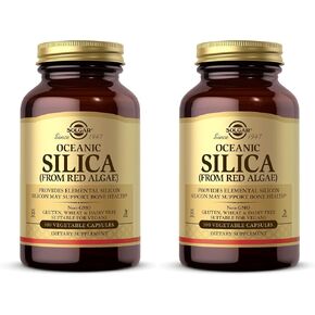 Solgar Oceanic Silica من الطحالب الحمراء 25 مجم، 100 كبسولة نباتية - مصدر ممتاز للكالسيوم، يدعم صحة العظام - غير معدل وراثيًا، نباتي، خالي من الغلوتين، خالي من الألبان، كوشير - 50 وجبة in Kuwait