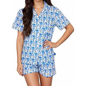 Cute Pajama Sets for Women 2 Piece Y2k Monkey Button Down Pjs Holiday Sleepwear in Saudi Arabia