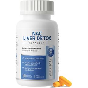 NAC Supplement 900 mg – Liver Detox & Cleanse, Antioxidant & Cellular Health, Alcohol Defense Support – N-Acetyl Cysteine Capsules with Milk Thistle, Turmeric, Dandelion & Artichoke – 120 Count in Kuwait