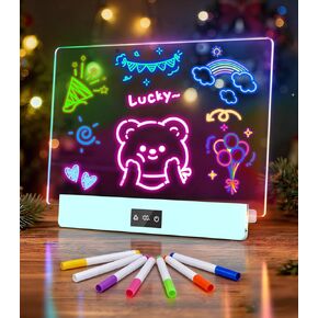 لوحة كتابة LED مقاس 16 بوصة لوحة رسم متوهجة RGB، لوحة رسائل مضيئة قابلة لإعادة الشحن مع شاشة عرض البطارية وقفل اللمس، حامل قابل للطي، حامل على الحائط، أكريليك مقاوم للخدش للأطفال، المنزل، الفصل الدراسي in Kuwait