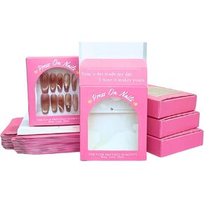 اضغط على صندوق تغليف الأظافر مع تعليمات، بطاقات دعم، حافظة أظافر فارغة باللون الوردي الفاخر لمجموعة Nail Tech Small Business 20 مجموعة in Kuwait