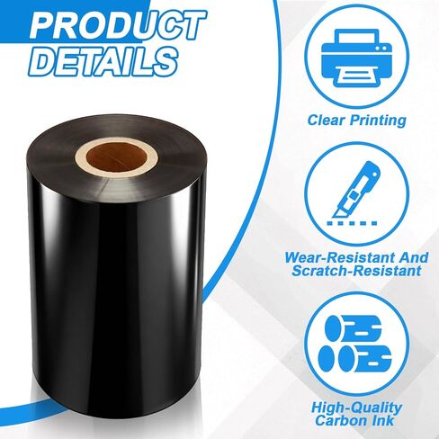 Maitys 12 Rolls 4.33'' x 1476' Resin Enhanced Wax Printer Ribbon Bulk Black Thermal Transfer Label Ribbon 1'' Core Ink Out 1 Roll Compatible with Zebra Zt230 Zt410 Zt420 Zt610 in Saudi Arabia