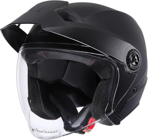 TRIANGLE Open Face Motorcycle Helmet Offroad 3/4 Half Helmets with Brim and Clear Visor for Men Women DOT Approved in Saudi Arabia