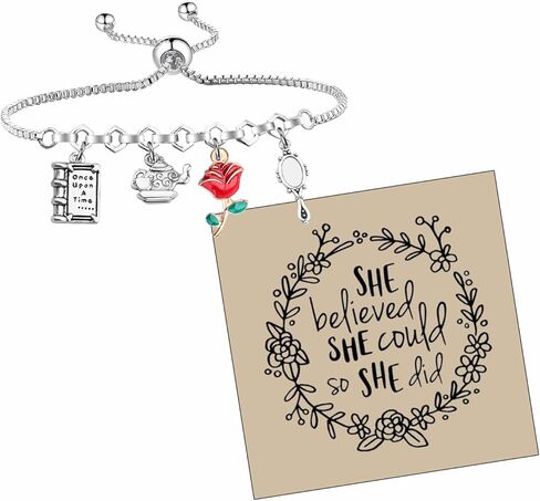 FOTAP Belle Princess Tale As Old As Time Inspire Bracelet Rose Charm Bracelet Princess Fan Jewelry Fairytale Magic Merch in Saudi Arabia