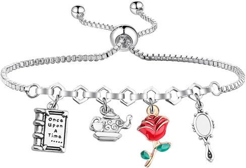 FOTAP Belle Princess Tale As Old As Time Inspire Bracelet Rose Charm Bracelet Princess Fan Jewelry Fairytale Magic Merch in Saudi Arabia