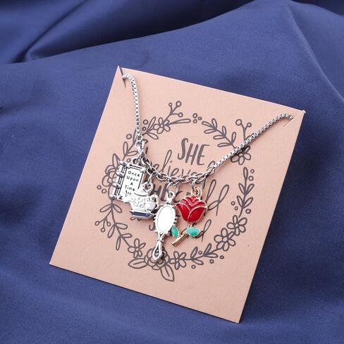 FOTAP Belle Princess Tale As Old As Time Inspire Bracelet Rose Charm Bracelet Princess Fan Jewelry Fairytale Magic Merch in Saudi Arabia
