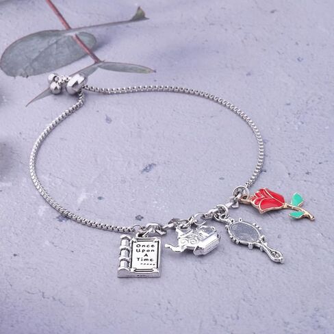 FOTAP Belle Princess Tale As Old As Time Inspire Bracelet Rose Charm Bracelet Princess Fan Jewelry Fairytale Magic Merch in Saudi Arabia